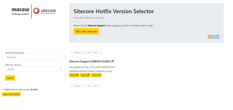 Sitecore Hotfixes Version Selector